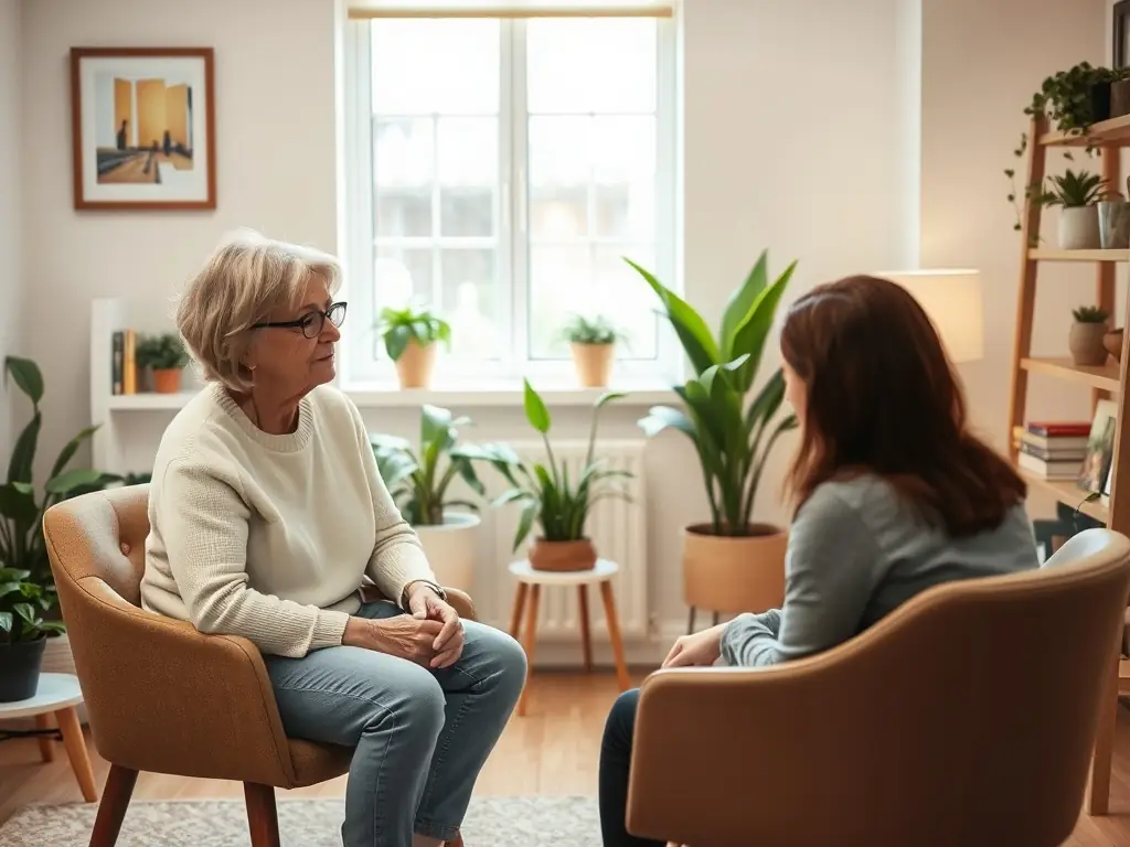 A serene image of a counselor in a one-on-one session with a resident, providing personalized support and guidance in a quiet, comfortable setting.